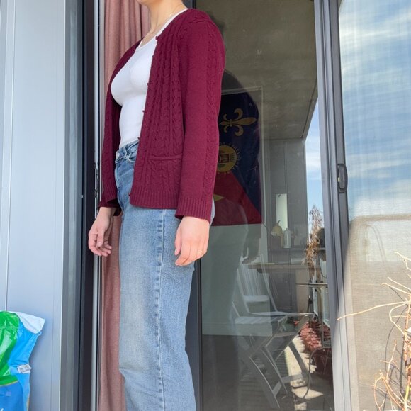 Preppy Burgundy Jennifer Moore Cardigan size M - Picture 9 of 9